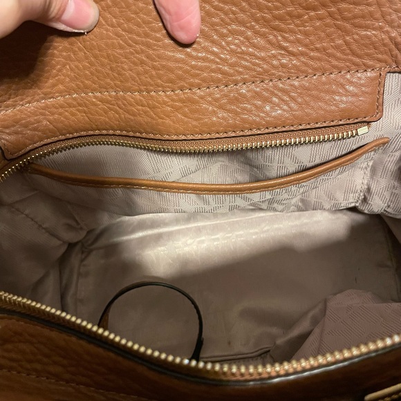 Michael Kors McKenna Medium Satchel in Brown Pebbled Leather - Picture 8 of 10